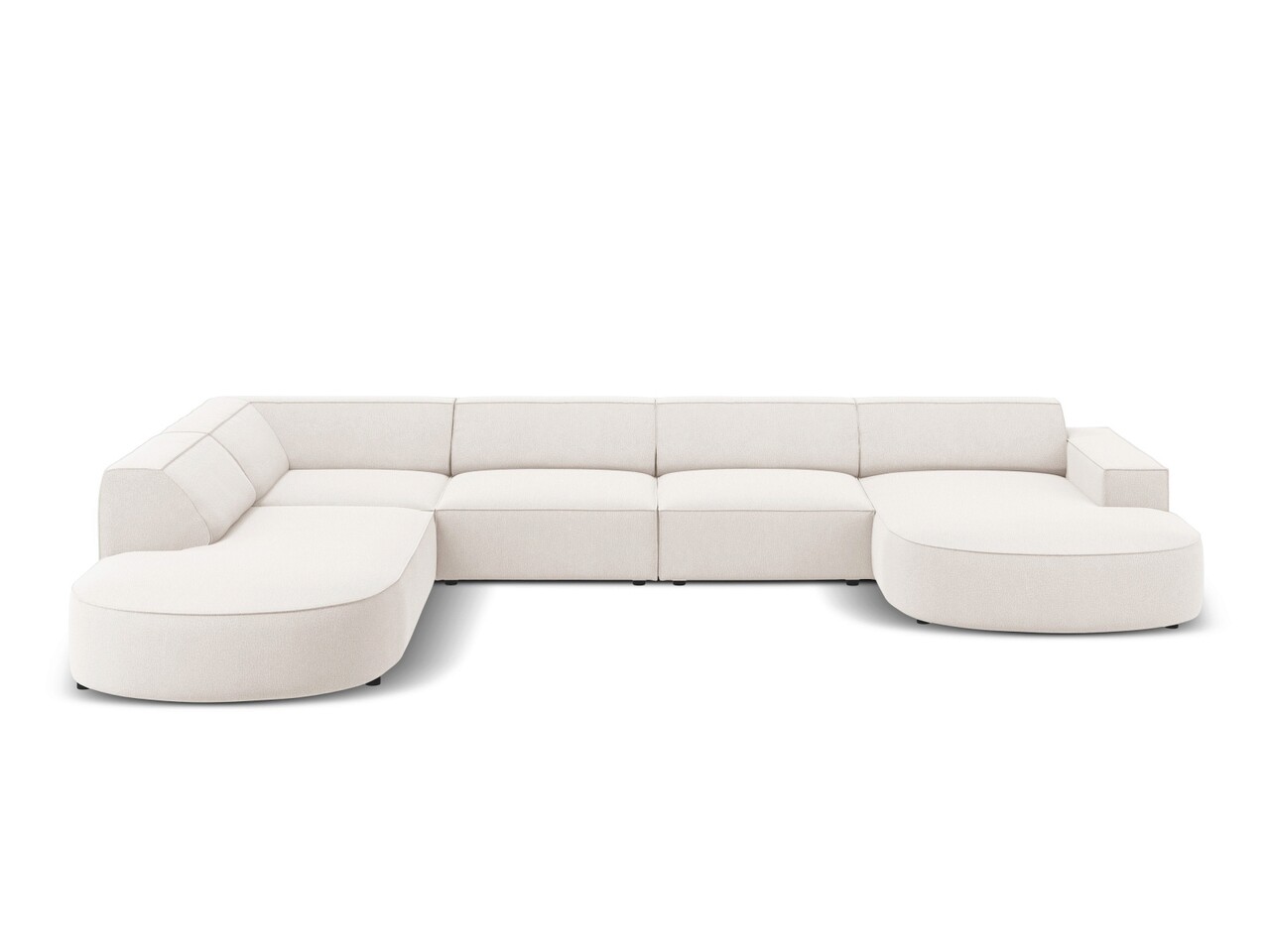 Coltar panoramic stanga 7 locuri, Jodie, Micadoni Home, BL, forma rotunjita, 364x262x70 cm, poliester, bej deschis Colțare